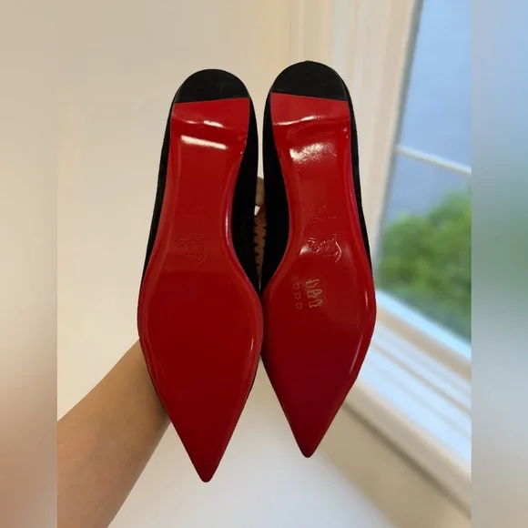 NWOB Christian Louboutin Anjalina Black suede studded flat, size US11/EU41 - Picture 7 of 7